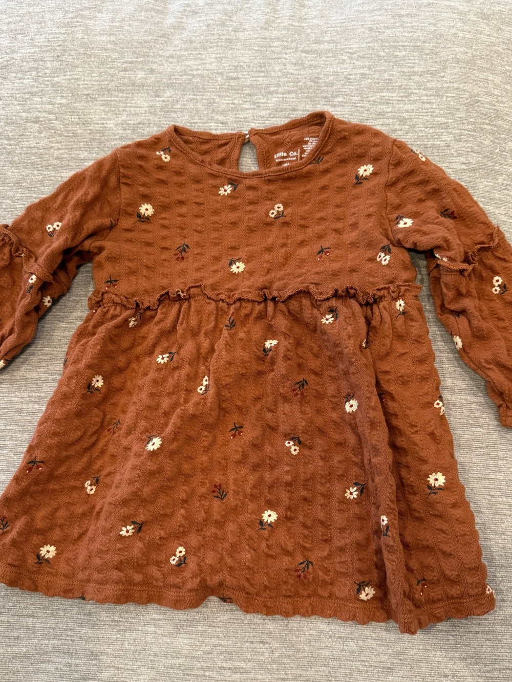 Little Co. Brown Floral Long-Sleeve Dress